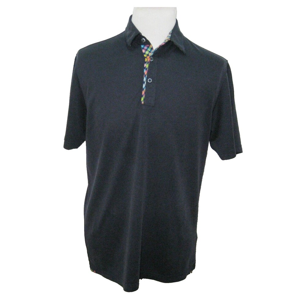 Bugatchi Uomo Polo Shirt Mens Size XL Navy Blue Short Sleeve Modal Rayon Top